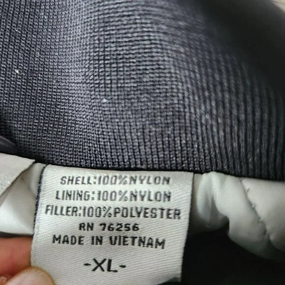 Vintage 90s Black Satin Bomber Jacket Moto Goldwing Graphic NAME Cardinal XL - Picture 6 of 13